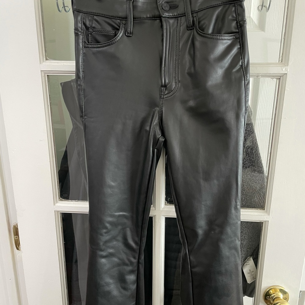 Black insider ankle faux leather pants